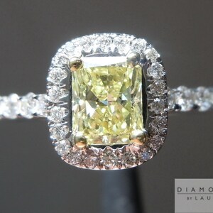 0.46ct Fancy Yellow SI2 Radiant Cut Diamond Ring R5448