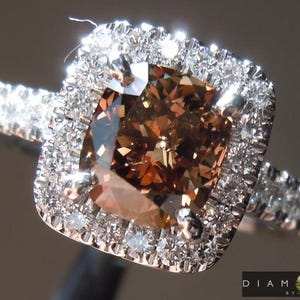 1.19ct Brown SI1 Cushion Cut Diamond Ring R7491