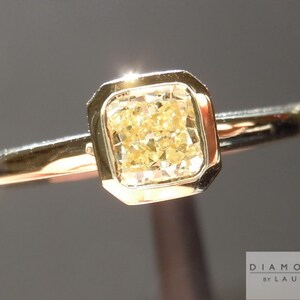 0.50ct Light Yellow SI2 Cushion Cut Diamond Ring R4645