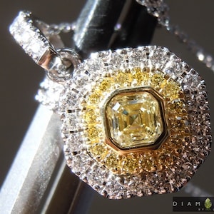 0.26ct Yellow VS Asscher Cut Diamond Pendant R9719
