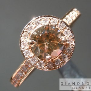 0.68ct Yellowish Brown SI2 Round Brilliant Diamond Ring R6847