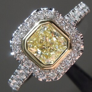 0.84ct Yellow VS1 Radiant Cut Diamond Ring R7240