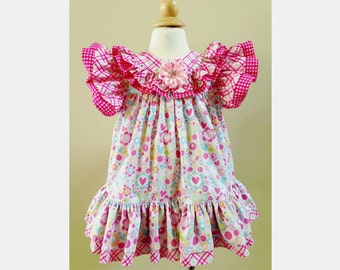 Lovely Ruffle Dress PDF Sewing Pattern for girls 6 months to 3T, instant download