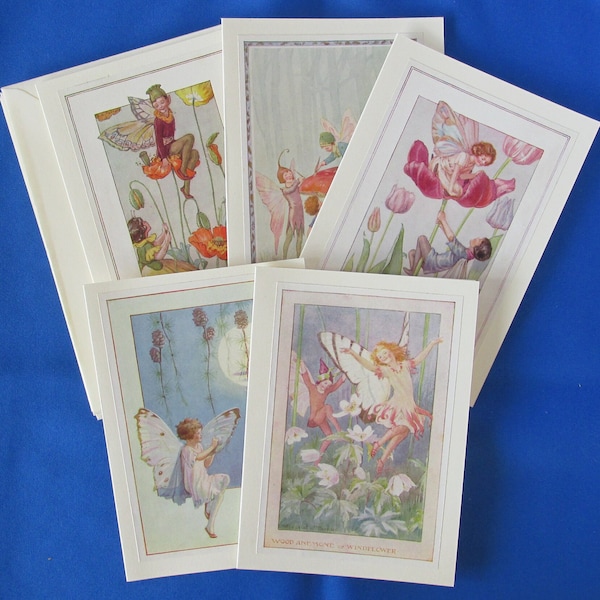 Margaret Tarrant Flower Fairy Cards x 5  blank greetings or note cards (Set 2)