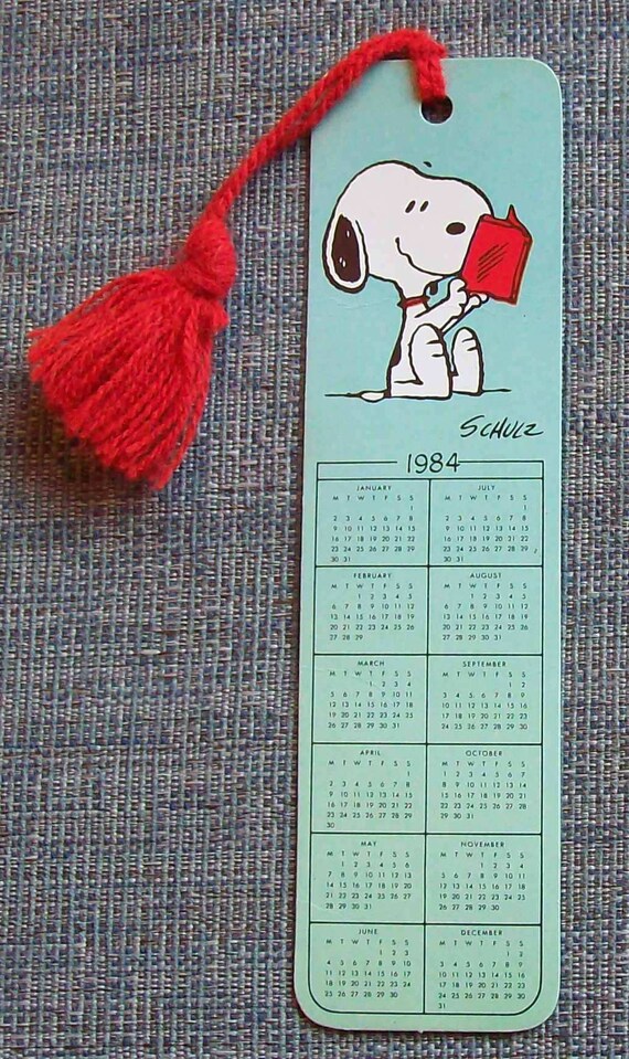 Snoopy Calendar Bookmark 1984 Etsy