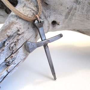 Cross Necklace, Horseshoe nails, Horse gifts, Religious Jewelry, Christian Nail Cross Pendant, Fathers day, Womens Jewelry Equestrian gift