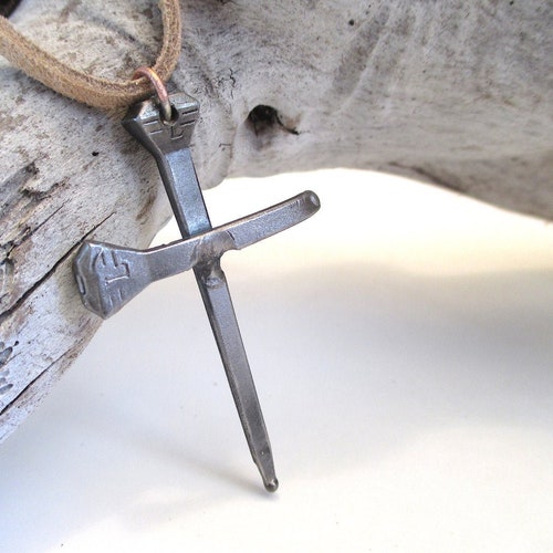 Cross Necklace, Horseshoe Nails, Horse Gifts, Religious Jewelry, Christian Nail Cross Pendant, Fathers Day, Womens Jewelry Equestrian Gift