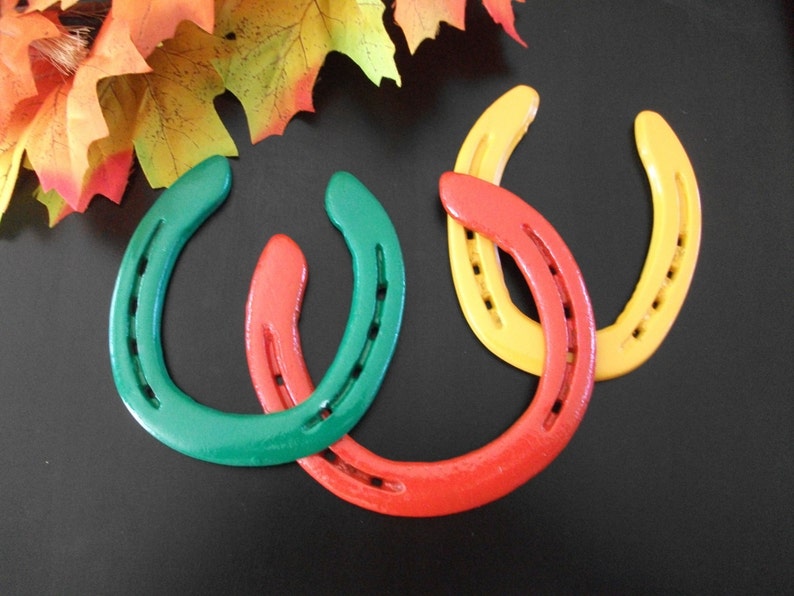 Fall Horseshoe Decoration, Painted Horseshoes Fall Colors, Outdoor