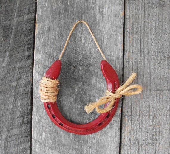 Horseshoe Decor Painted Red Horse Shoe Lucky Horseshoe Etsy