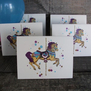 Carousel Horse Birthday Invitation Cards: Girl&#39;s Party, Set of 5