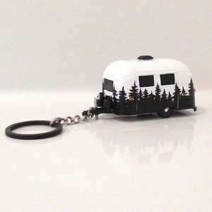 1961 Airstream Bambi Keychain: Forest Mural Travel Trailer