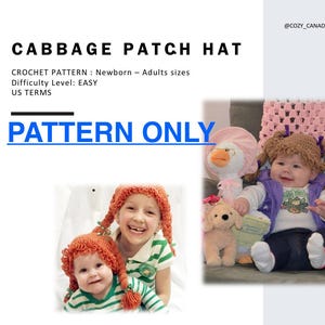 Crochet Cabbage Patch Hat Wig PATTERN ONLY