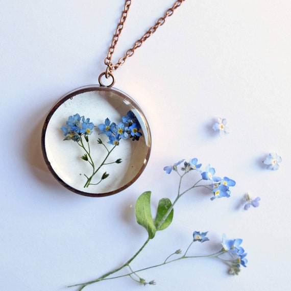 Forget Me Not Pendant Real Pressed Flower Copper Necklace Etsy Forget Me Not Pendant Real Pressed Flower Copper Necklace Etsy