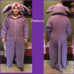 Espeon Onesie Crochet Pattern, Ladies XS to XL
