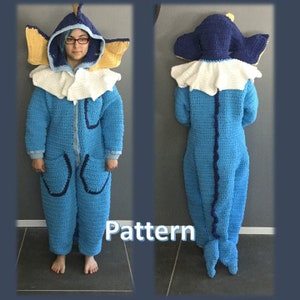 Vaporeon Onesie Crochet Pattern, Ladies XS to XL