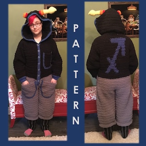 Sagittarius Adult Onesie Crochet Pattern with Candy Corn Horns