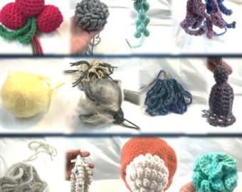 Pompom Alternatives Crochet Pattern for 12 different Pompoms