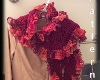 Fall Leaves Crocheted Ruffle Scarf Pattern
