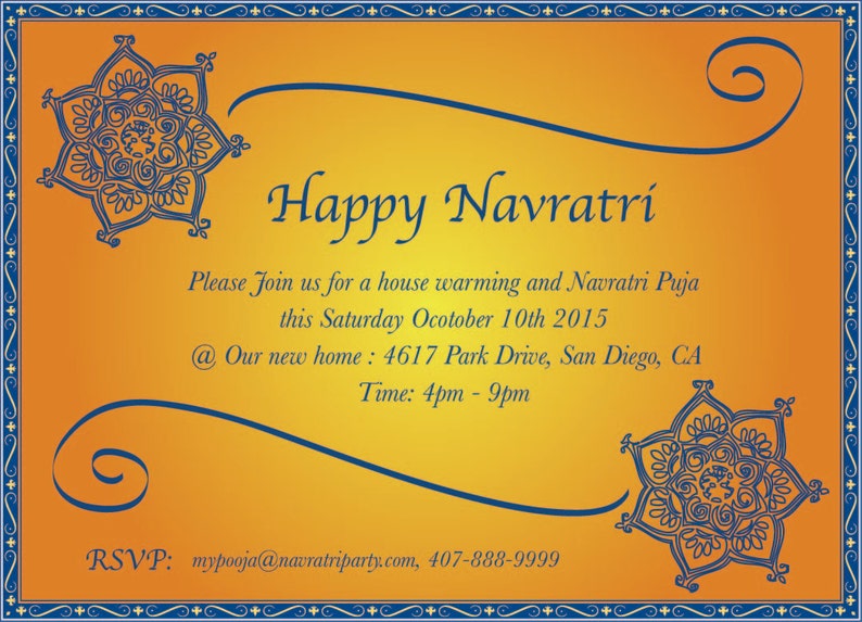 Custom Ethnic Design Card Navratri Invitation Mehendi Sangeet Indian Functions Party Invite House Warming