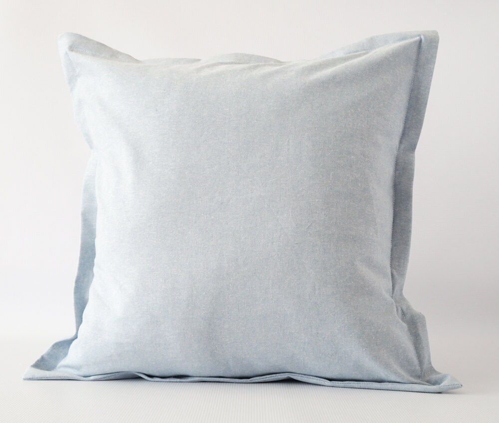 Linen 22x22 pillow cover blue pillow cover Euro sham pillow Etsy