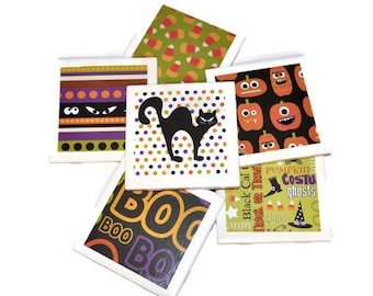 Halloween Coasters - Spooky Coasters - Coasters - Fall Coasters - Halloween Decorations - Black Cat Coasters - Halloween - Pumpkin Coasters