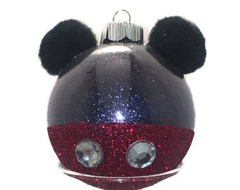 MIckey Mouse Ornaments - Mickey Mouse Glitter Ornament - Mickey Mouse Glass Ornament - Mickey Mouse Glitter Glass Ornament
