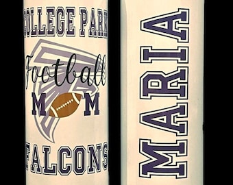Football Mom Tumbler Personalized 20oz Skinny Tumbler Football Team Tumbler Football Mom Gift Football Cup Football Tumbler High School Cup