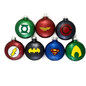 Super Hero Ornaments Super Hero Glitter Ornaments Avengers Ornaments Marvel Comics Ornaments DC Comics Ornaments Super Hero Gifts image 3