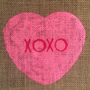 Valentines Day Table Runner Valentine's Day Burlap Table Runner Conversation Hearts Table Runner Burlap Table Runner Valentine's Day image 5