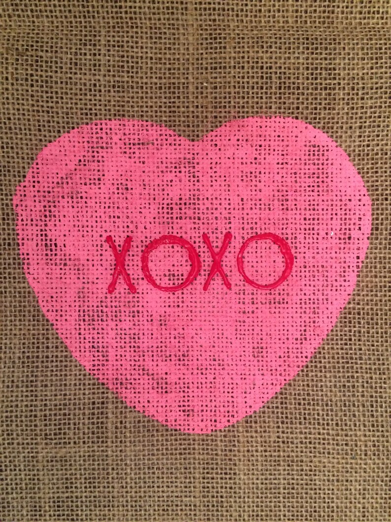 Valentines Day Table Runner Valentine's Day Burlap Table Runner Conversation Hearts Table Runner Burlap Table Runner Valentine's Day image 5