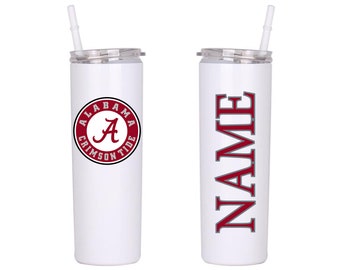 University of Alabama Tumbler Alabama 20oz Skinny Tumbler Bama Cup Custom College Tumbler Alabama Personalized Tumbler Roll Tide Tumbler