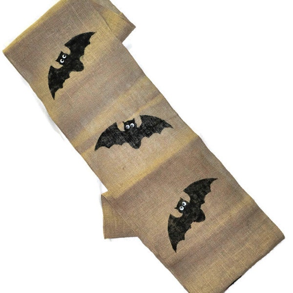 Bat Burlap Table Runner - Halloween Burlap Table Runner -Fall Table Runner - Bat Table Runner - Halloween Table Decor - Bat Table Decor