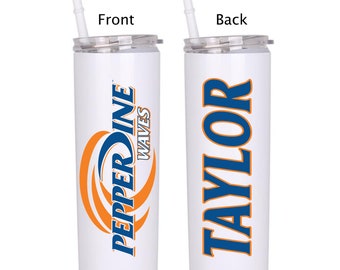 Pepperdine 20oz Stainless Steel Tumbler Pepperdine Gift Pepperdine Cup Pepperdine Personalized Tumbler Pepperdine Waves Gift Pepperdine Wave