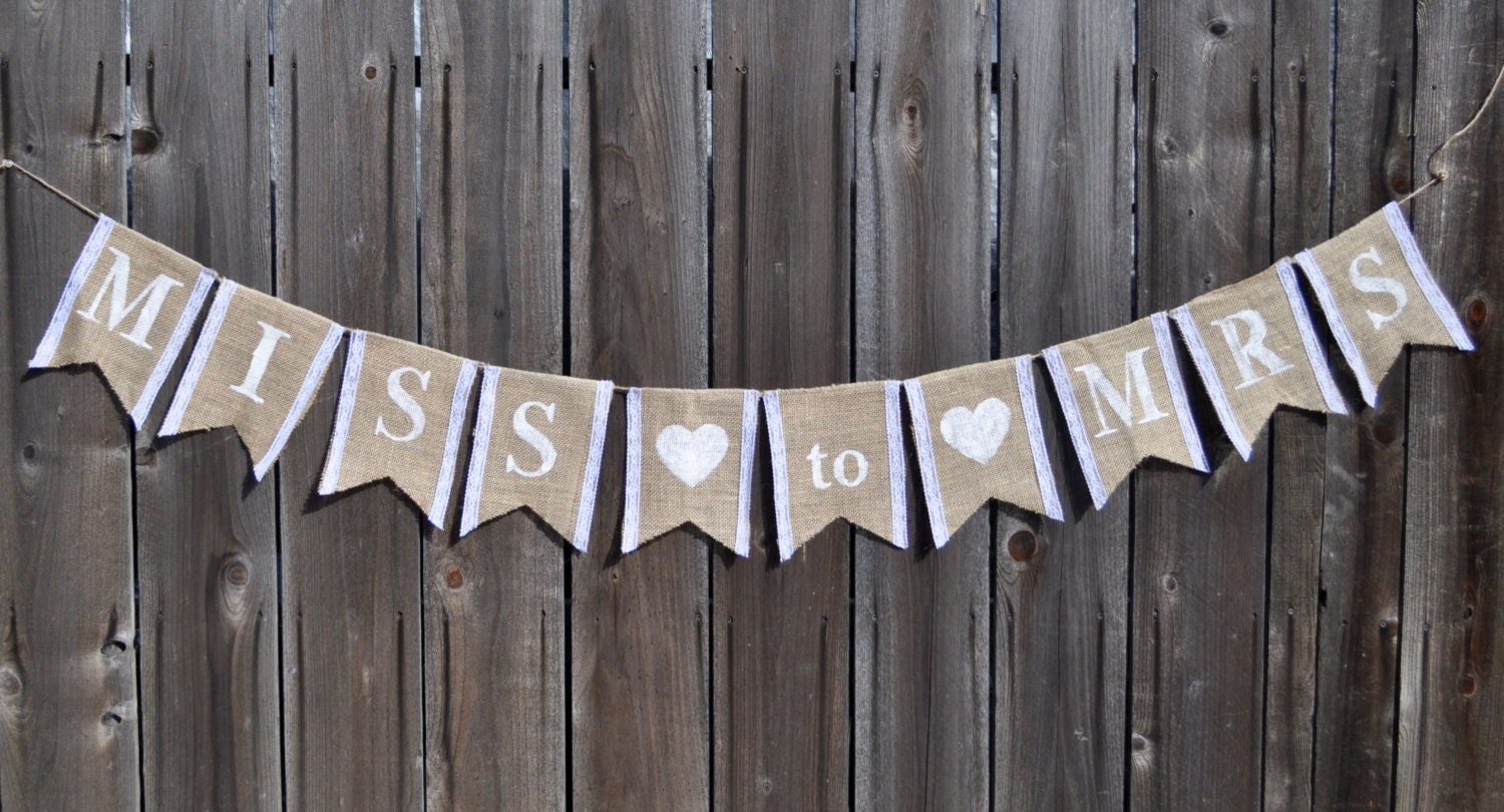 Miss to Mrs Banner Miss to Mrs Burlap Banner Bridal Shower | Etsy