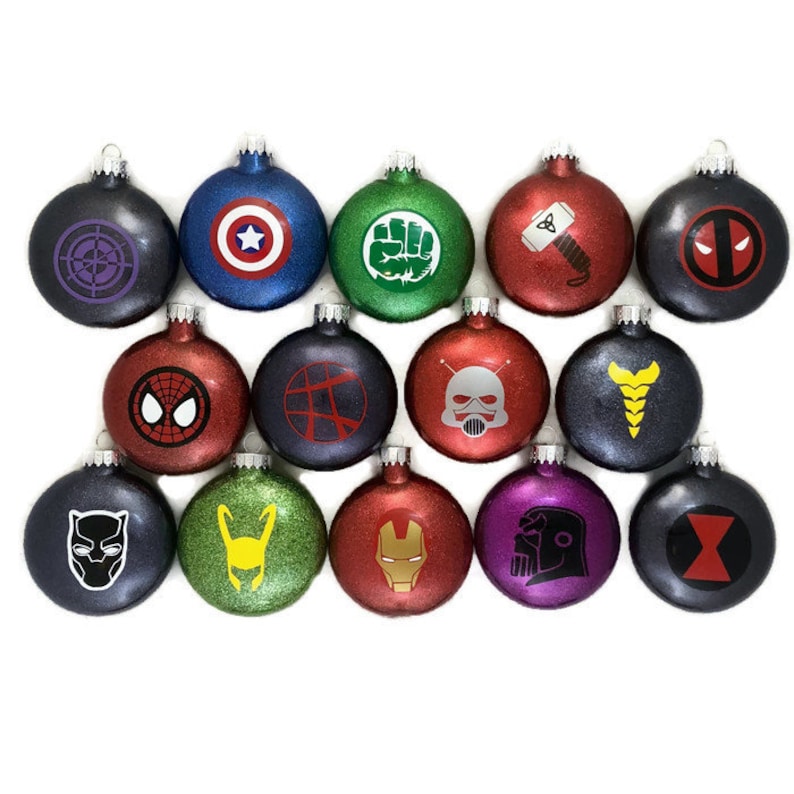 Super Hero Ornaments Super Hero Glitter Ornaments Avengers Ornaments Marvel Comics Ornaments DC Comics Ornaments Super Hero Gifts image 2