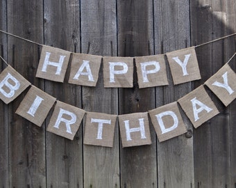 Happy Birthday Burlap Banner - Happy Birthday Banner - Birthday Banner - Burlap Birthday Banner - Happy Birthday Bunting - Birthday Garland