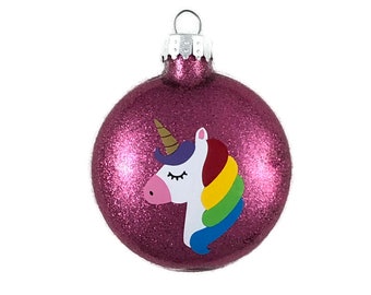 Unicorn Ornament Unicorn Glitter Ornament Unicorn Christmas Ornament Unicorn Party Favor Personalized Unicorn Christmas Ornament