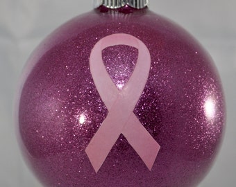 Breast Cancer Ornament - Pink Ribbon Ornament - Cancer Awareness Ornament - Cancer Survivor Gift - Personalized Ornament