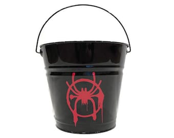 SpiderVerse Spiderman Bucket Spiderman Easter Basket Personalized Easter Basket Custom Personalized Metal Easter Bucket SuperHero Easter