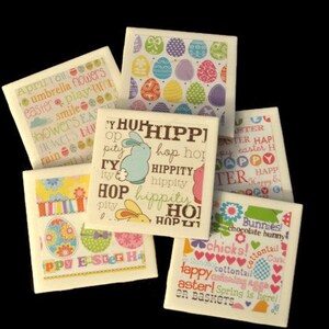 Easter Coasters - Bunny Coasters - Happy Easter Coasters - Tile Coasters - Drink Coasters - Easter Egg Coasters - Easter Decorations