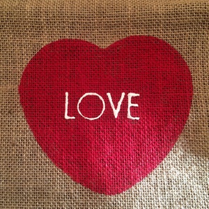 Valentines Day Table Runner Valentine's Day Burlap Table Runner Conversation Hearts Table Runner Burlap Table Runner Valentine's Day image 3