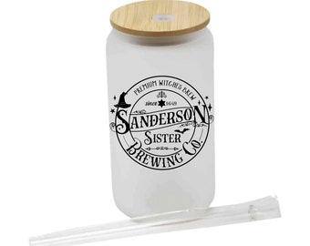 Hocus Pocus Cup Hocus Pocus Glass Beer Can Hocus Pocus Tumbler Sanderson Sisters Brewing Company Glass  Hocus Pocus Halloween Glass Can