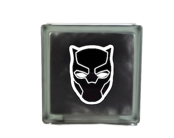 Black Panther Glass Block Night Light, Black Panther Lamp, Black Panther Glass Block, Black Panther Night Light, Black Panther Decorations