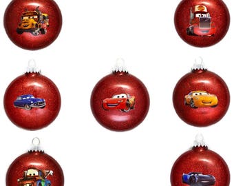 Ornement Disney Cars - Ornement de Noël Voitures - Ornement Lightning McQueen - Ornement Tow Mater - Doc Hudson Ornement - Cadeaux Disney Cars