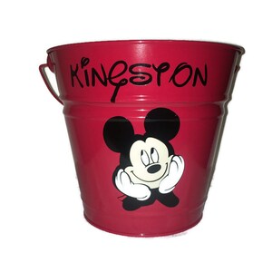 Mickey Mouse Bucket Easter Basket Personalized Easter Bucket Custom Personalized Metal Easter Bucket Easter Pail Disney Easter image 2