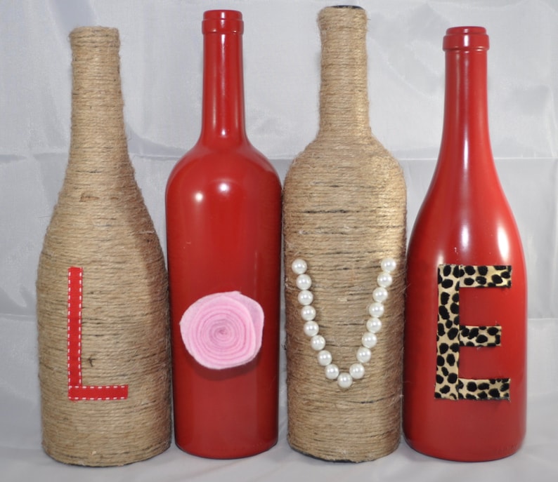 LOVE Wine Bottles - Valentines Day Wine Bottles - Twine LOVE Wine ...