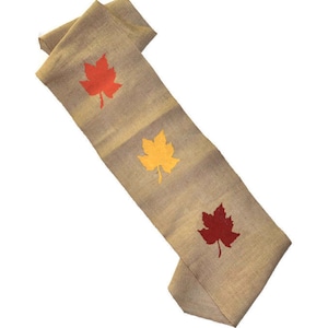 Fall Leaves Burlap Table Runner - Thanksgiving Burlap Table Runner - Fall Table Runner - Leaf Table Runner - Fall Table Decor - Fall Leaves