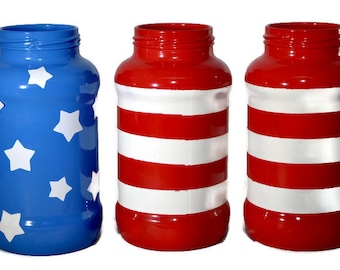 4th of July Mason Jars - Flag Mason Jars - American Flag Mason Jars - America Flag Decor - Stars and Stripes - 4th of July - Fourth of July