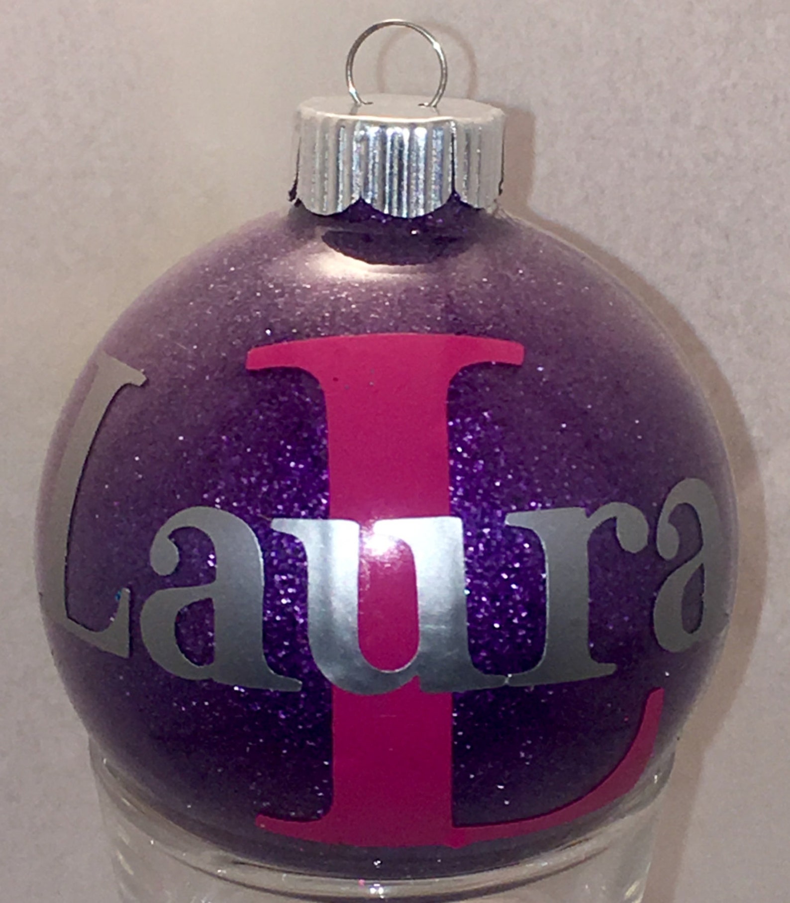Personalized Name Glitter Ornament Monogrammed Christmas Etsy