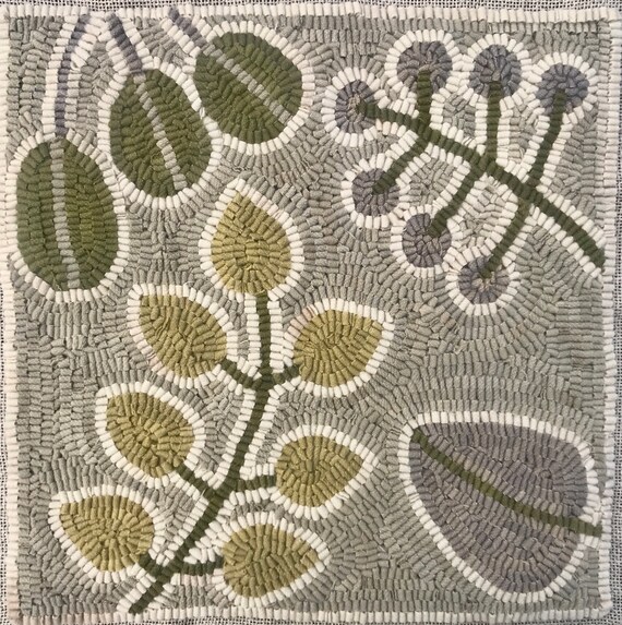Rug Hooking or Punch Needle Pattern: RUG SAMPLER . Does not include wool.  Color Picture Provided. 2 sizes 14X14 or 20x20